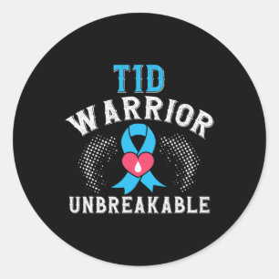 T1D Warrior onbreekbare diabetes Bewustmakingsmaan Ronde Sticker