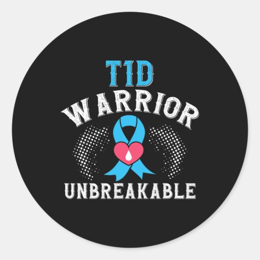 T1D Warrior onbreekbare diabetes Bewustmakingsmaan Ronde Sticker (Voorkant)
