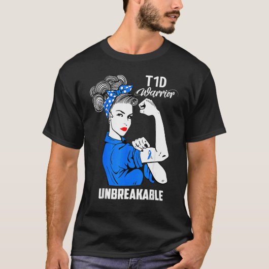 T1d Warrior onbreekbare proud Mama Diabetes Awaren T-shirt (Voorkant)