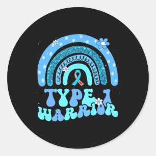 T1d Warrior Type 1 Diabetes Awareness Blue Ribbon Ronde Sticker