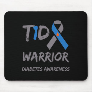 T1d Warrior Type 1 Diabetes Bewustzijn Blauwe Lint Muismat