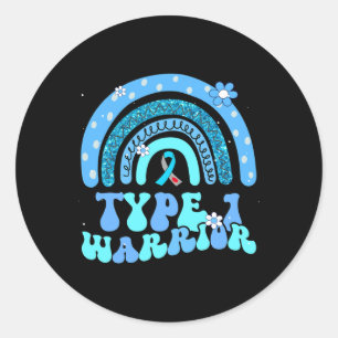 T1d Warrior Type 1 Diabetes Bewustzijn Blauwe Lint Ronde Sticker