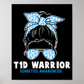 T1d Warrior Type 1 Diabetes Bewustzijn Diabetische Poster