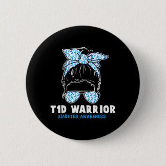 T1d Warrior Type 1 Diabetes Bewustzijn Diabetische Ronde Button 5,7 Cm
