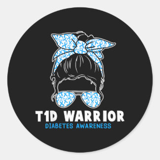 T1d Warrior Type 1 Diabetes Bewustzijn Diabetische Ronde Sticker