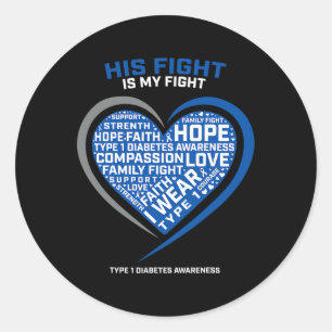 T1d Zijn gevecht is mijn vechttype 1 juveniele dia Ronde Sticker
