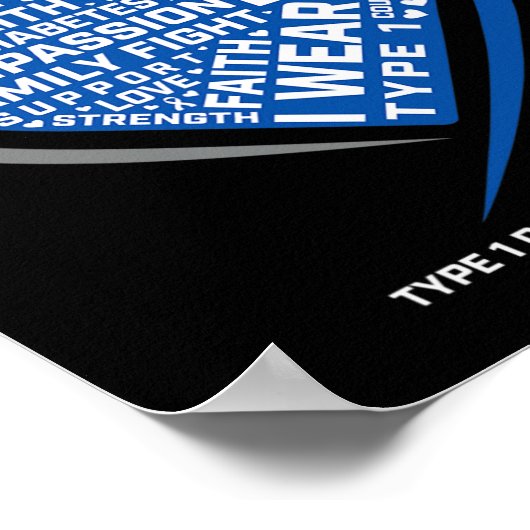 T1D Zijn strijd is mijn strijd tegen jonge diabete Poster (Hoek)