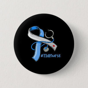 T1D Zurse Blue Ribbon Stethoscope Diabetes Awarene Ronde Button 5,7 Cm
