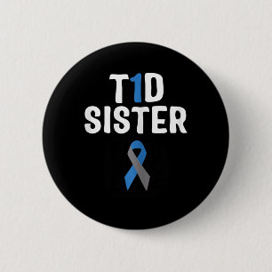 T1D Zuster Diabetes Awareness Type 1 Insuline Panc Ronde Button 5,7 Cm