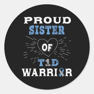 T1d Zuster Diabetes Bewustheid Type 1 Insuline Ronde Sticker