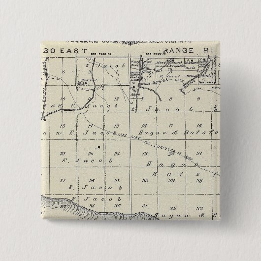 T2021S R2021E Tulare County Section Map Vierkante Button 5,1 Cm (Voorkant)