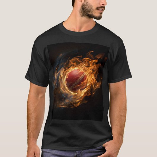 T20-cricket grafisch shirt met vuurbal (Voorkant)