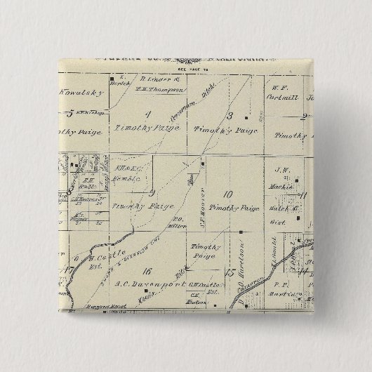 T20S R23E Tulare County Section Map Vierkante Button 5,1 Cm (Voorkant)