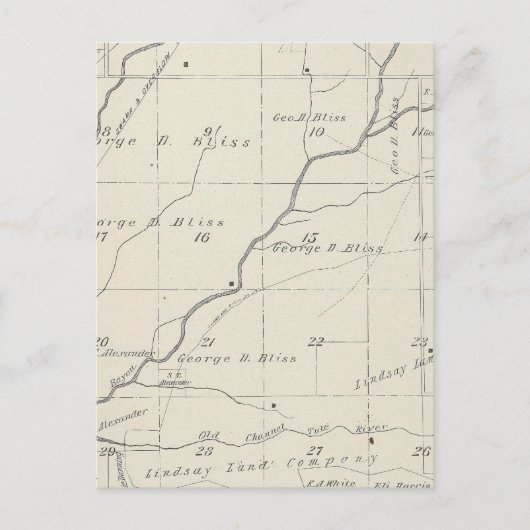 T20S R25E Tulare County Section Map Briefkaart (Voorkant)
