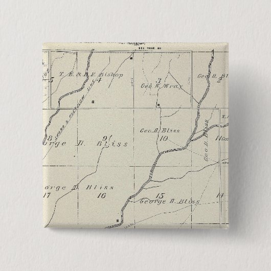 T20S R25E Tulare County Section Map Vierkante Button 5,1 Cm (Voorkant)