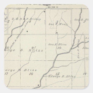 T20S R25E Tulare County Section Map Vierkante Sticker