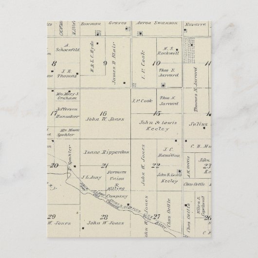 T20S R26E Tulare County Section Map Briefkaart (Voorkant)