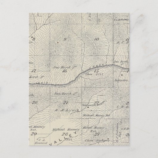 T20S R28E Tulare County Section Map Briefkaart (Voorkant)