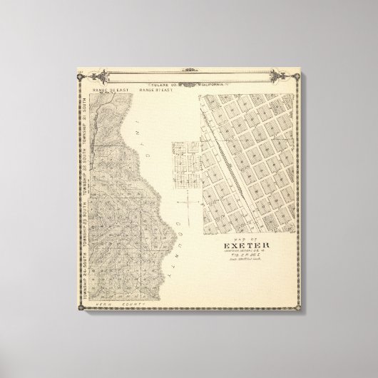T2124S R3637E Tulare County Section Map Canvas Afdruk (Voorkant)