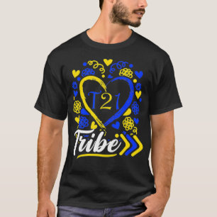 T21 Tribe 21 World Down Syndrome Awareness Day Hea T-shirt