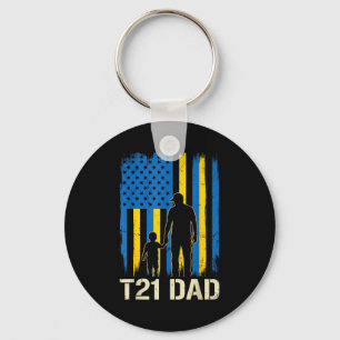 T21 vader Amerikaanse vlag silhouet downsyndroom Sleutelhanger