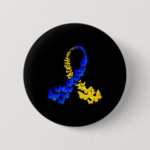 T21 Vlinder Wereld Down Syndroom Dag Vrouwen Kinde Ronde Button 5,7 Cm