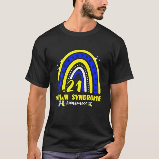 T21 Wereld down Syndrome Day Awareness Rainbow Soc T-shirt (Voorkant)