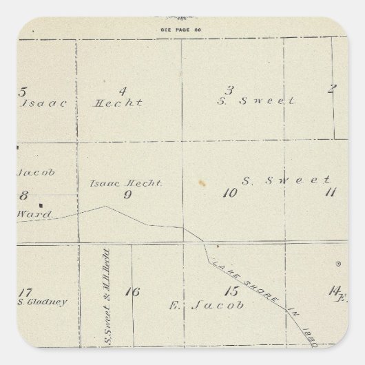 T21S R22E Tulare County Section Map Vierkante Sticker (Voorkant)