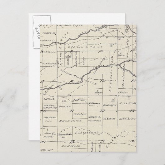 T21S R25E Tulare County Section Map Briefkaart (Voorkant / Achterkant)