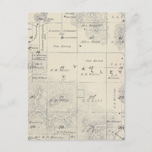 T21S R28E Tulare County Section Map Briefkaart (Voorkant)