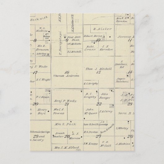 T22S R24E Tulare County Section Map Briefkaart (Voorkant)