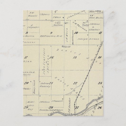 T22S R27E Tulare County Section Map Briefkaart (Voorkant)