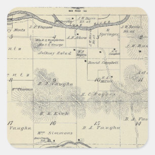 T22S R28E Tulare County Section Map Vierkante Sticker