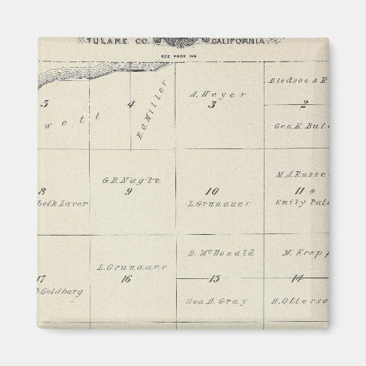 T23S R22E Tulare County Section Map Magneet (Voorkant)