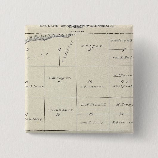 T23S R22E Tulare County Section Map Vierkante Button 5,1 Cm (Voorkant)