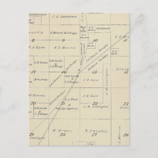 T23S R23E Tulare County Section Map Briefkaart (Voorkant)