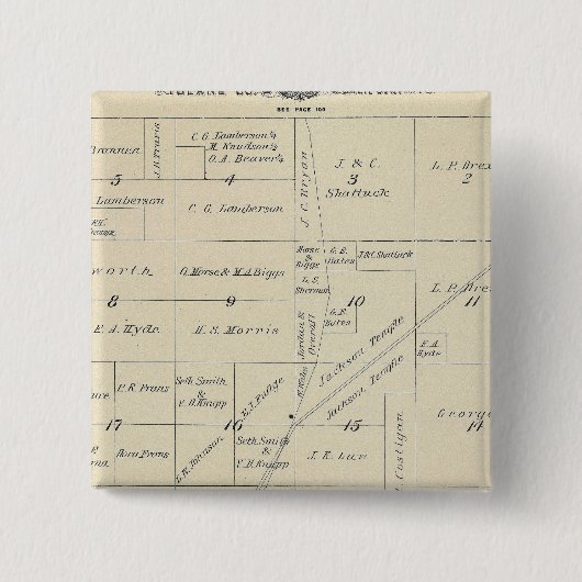 T23S R23E Tulare County Section Map Vierkante Button 5,1 Cm (Voorkant)
