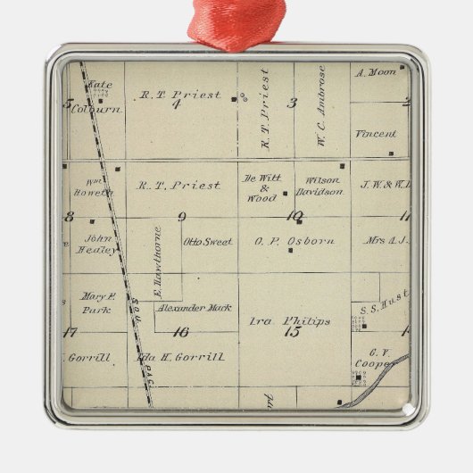 T23S R25E Tulare County Section Map Metalen Ornament (Voorkant)