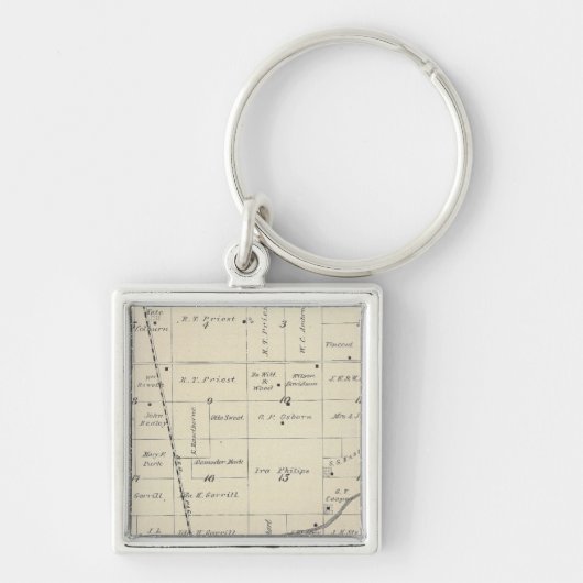 T23S R25E Tulare County Section Map Sleutelhanger (Voorkant)