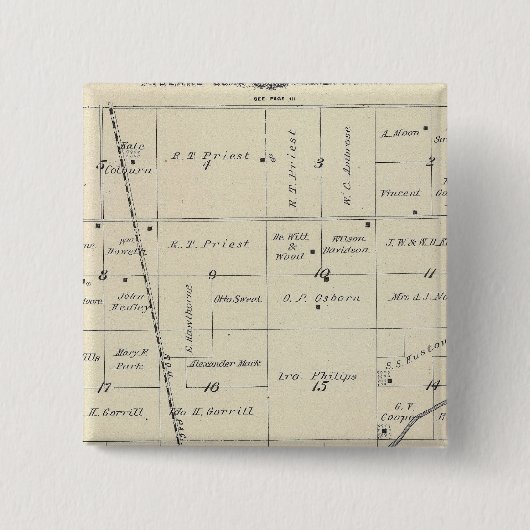 T23S R25E Tulare County Section Map Vierkante Button 5,1 Cm (Voorkant)
