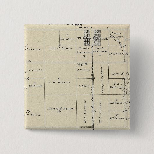 T23S R27E Tulare County Section Map Vierkante Button 5,1 Cm (Voorkant)