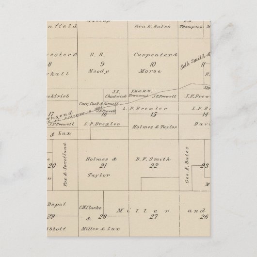 T24S R21E Tulare County Section Map Briefkaart (Voorkant)
