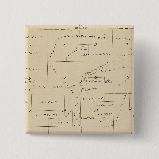 T24S R22E Tulare County Section Map Vierkante Button 5,1 Cm (Voorkant)