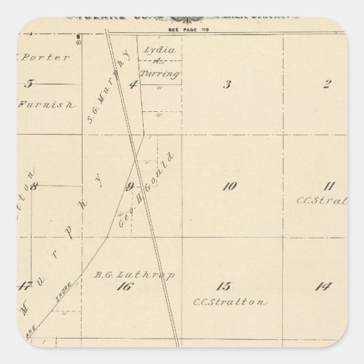 T24S R24E Tulare County Section Map Vierkante Sticker (Voorkant)