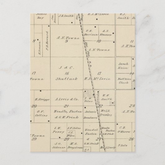 T24S R25E Tulare County Section Map Briefkaart (Voorkant)