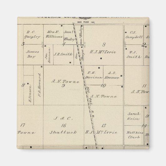 T24S R25E Tulare County Section Map Magneet (Voorkant)