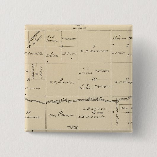 T24S R26E Tulare County Section Map Vierkante Button 5,1 Cm (Voorkant)