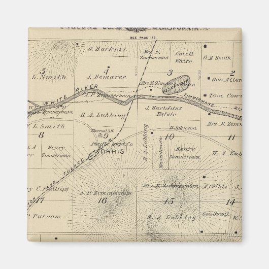 T24S R27E Tulare County Section Map Magneet (Voorkant)