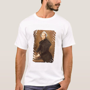 T28337 Portret van een dame met een laphond op een T-shirt