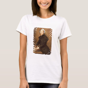 T28337 Portret van een dame met een laphond op een T-shirt